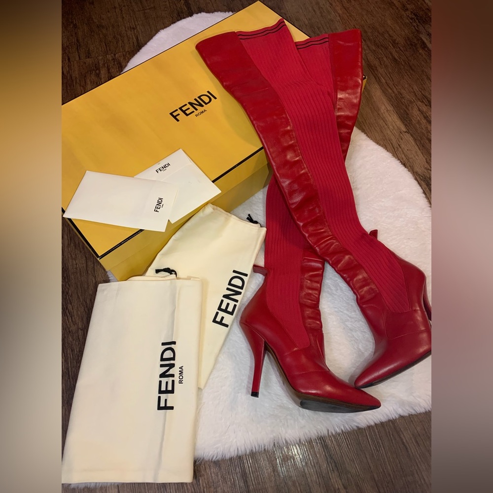 FENDI Rockoko Over The Knee Boots. Size 7.5
